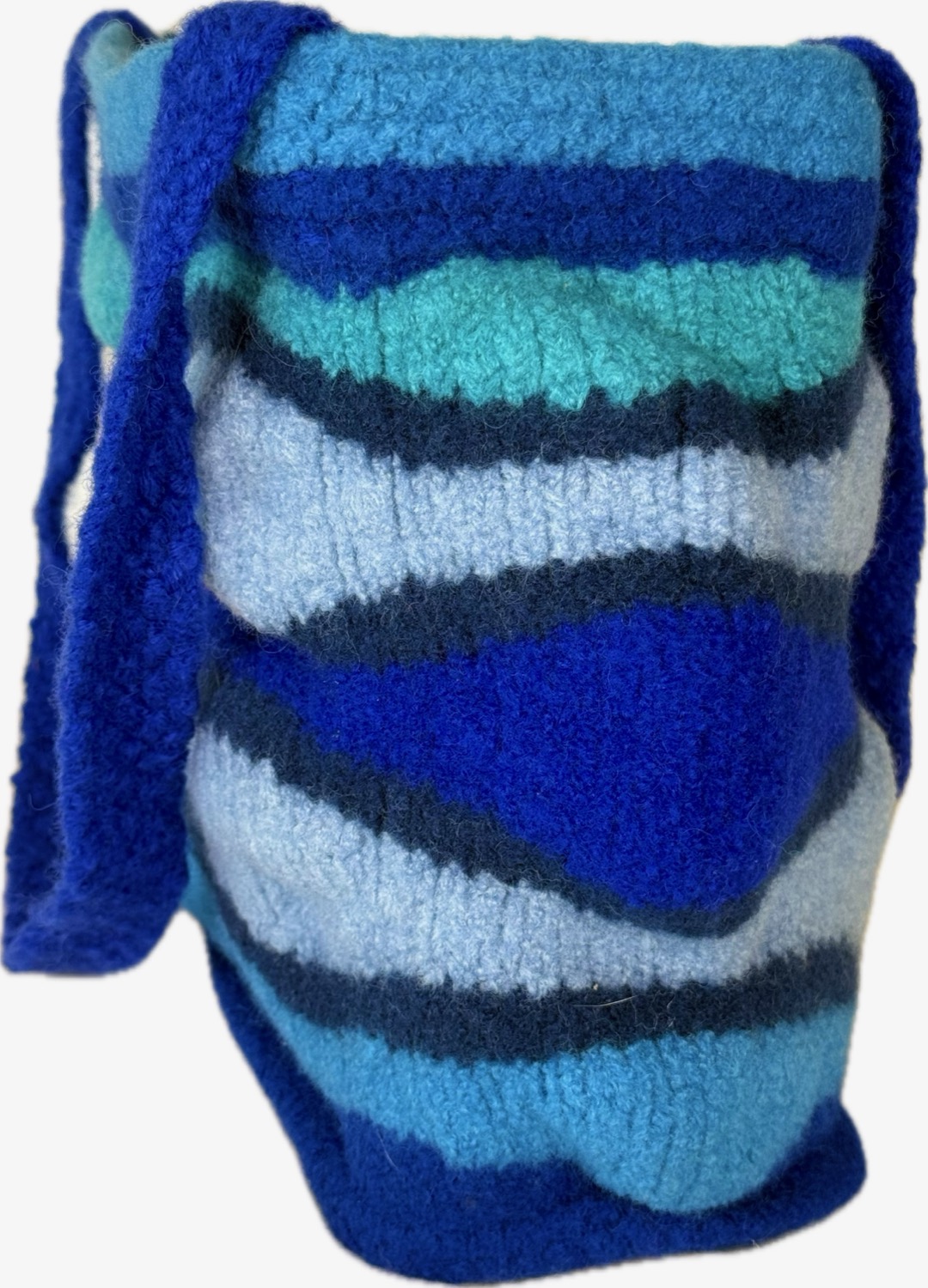 Blue and teal wavy stripe bag